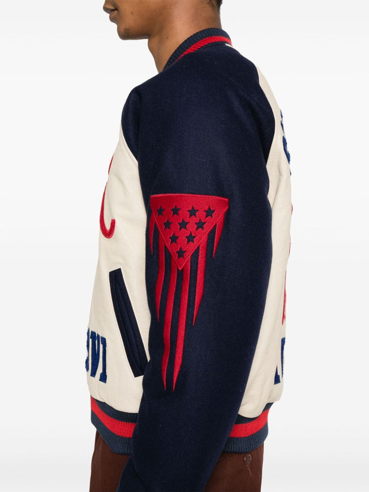 RHUDE - Bomber Saint Croix Varsity en cuir beige - Lothaire
