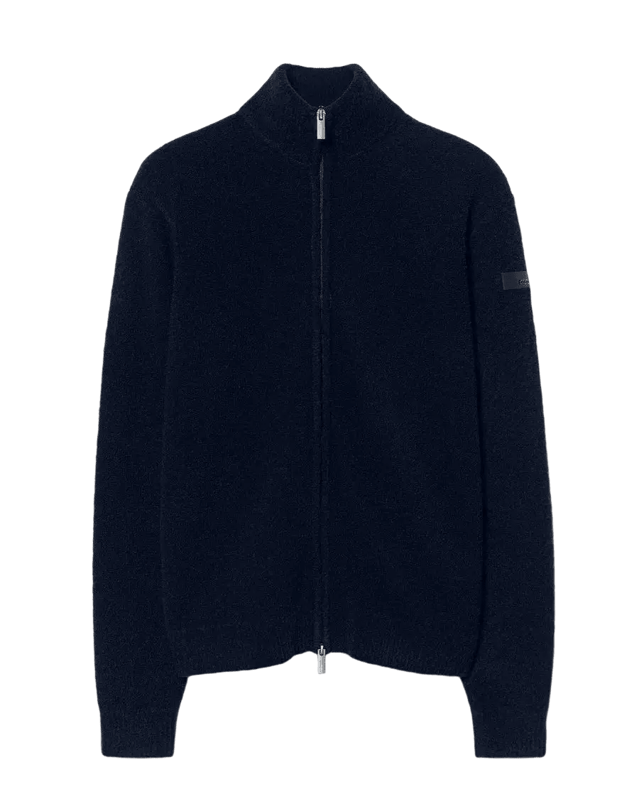 RRD - Gilet zippé Bouclé en laine Bleu nuit - Lothaire