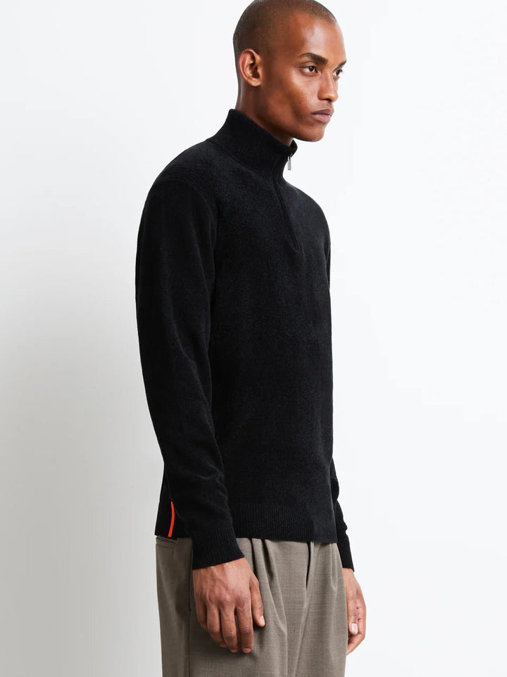 RRD - Pull col montant zippé Velvet Half Zip Knit Noir - Lothaire