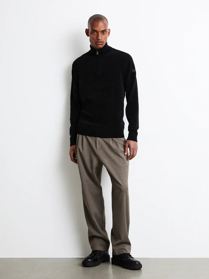 RRD - Pull col montant zippé Velvet Half Zip Knit Noir - Lothaire