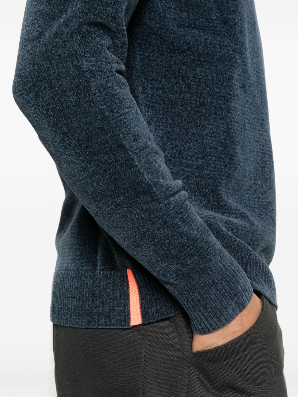 RRD - Pull en velours à col roulé bleu - Lothaire