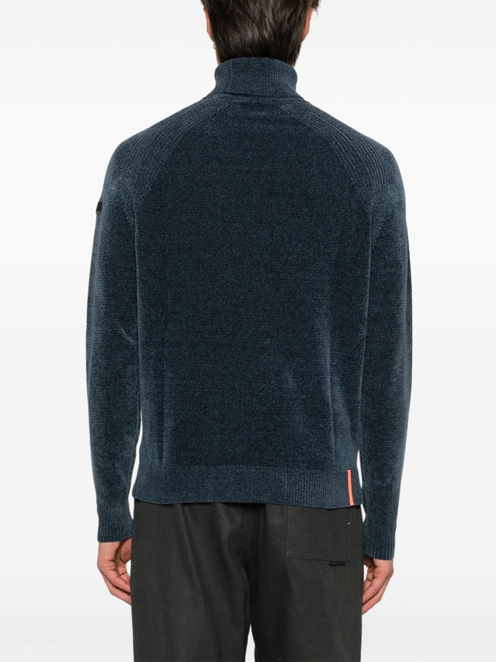 RRD - Pull en velours à col roulé bleu - Lothaire