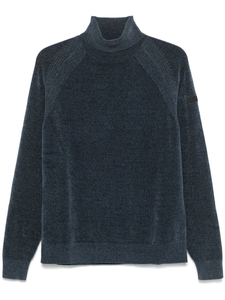 RRD - Pull en velours à col roulé bleu - Lothaire