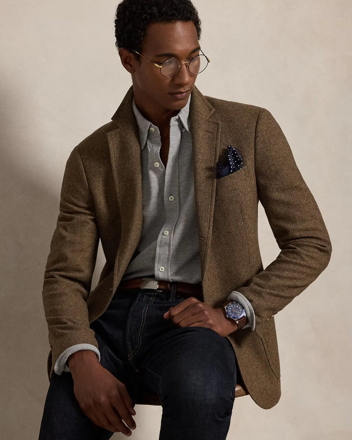 POLO RALPH LAUREN - Chemise ultra-légère en coton piqué Gris clair chiné