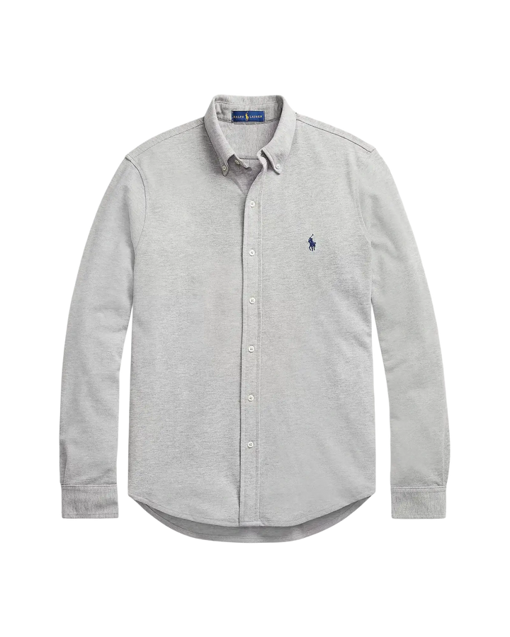POLO RALPH LAUREN - Chemise ultra-légère en coton piqué Gris clair chiné