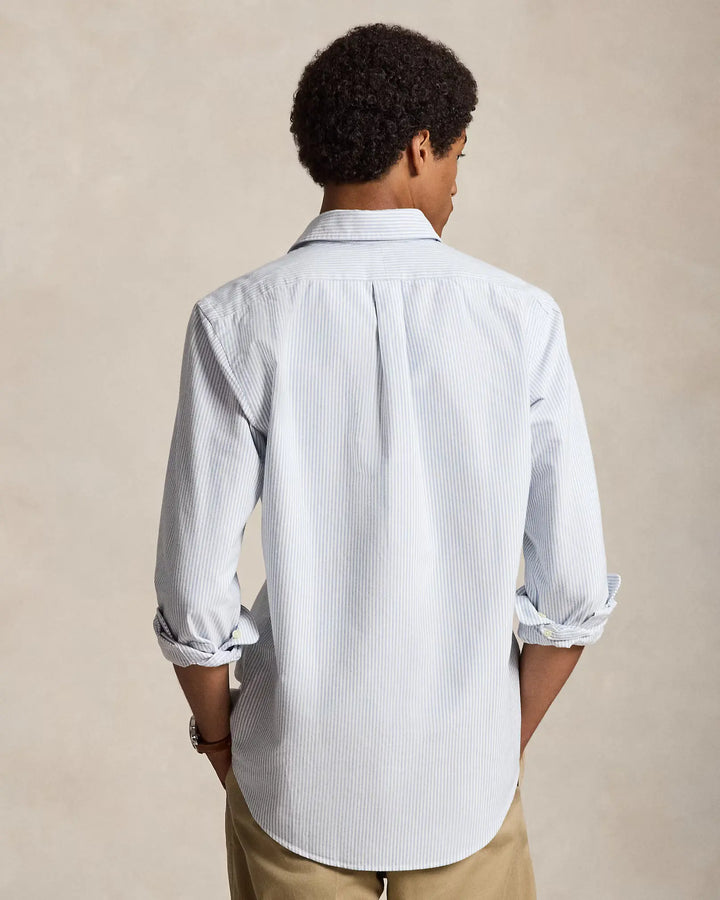 POLO RALPH LAUREN - Chemise Oxford rayée Custom Fit Bleu / Blanc