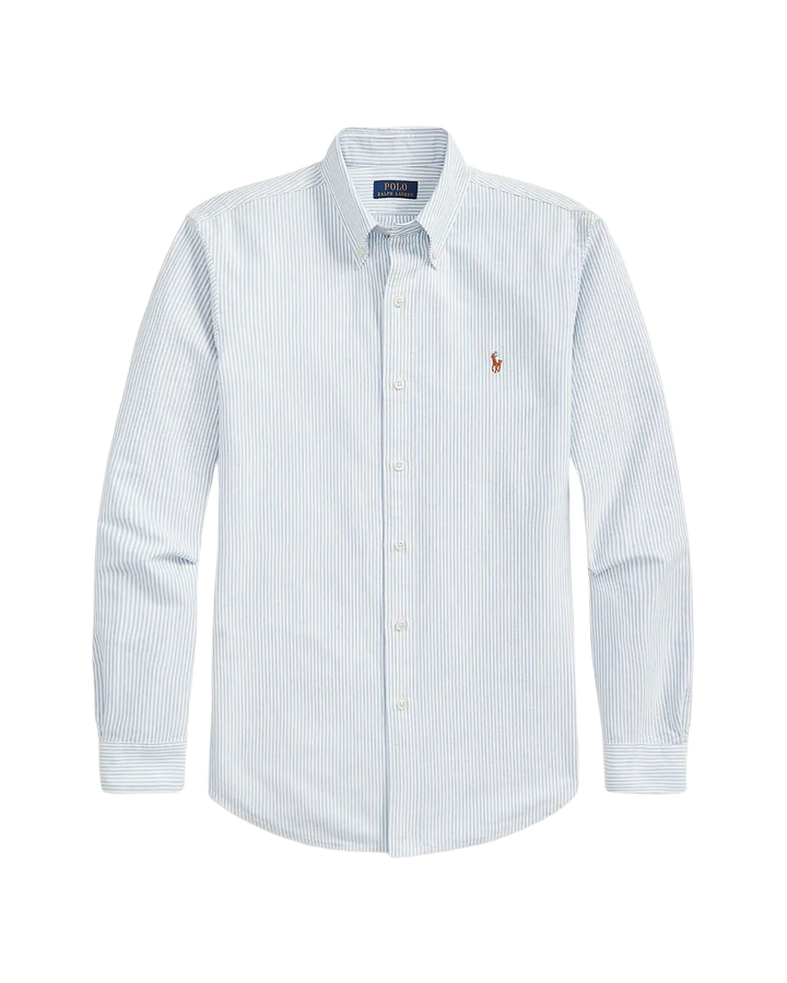 POLO RALPH LAUREN - Chemise Oxford rayée Custom Fit Bleu / Blanc