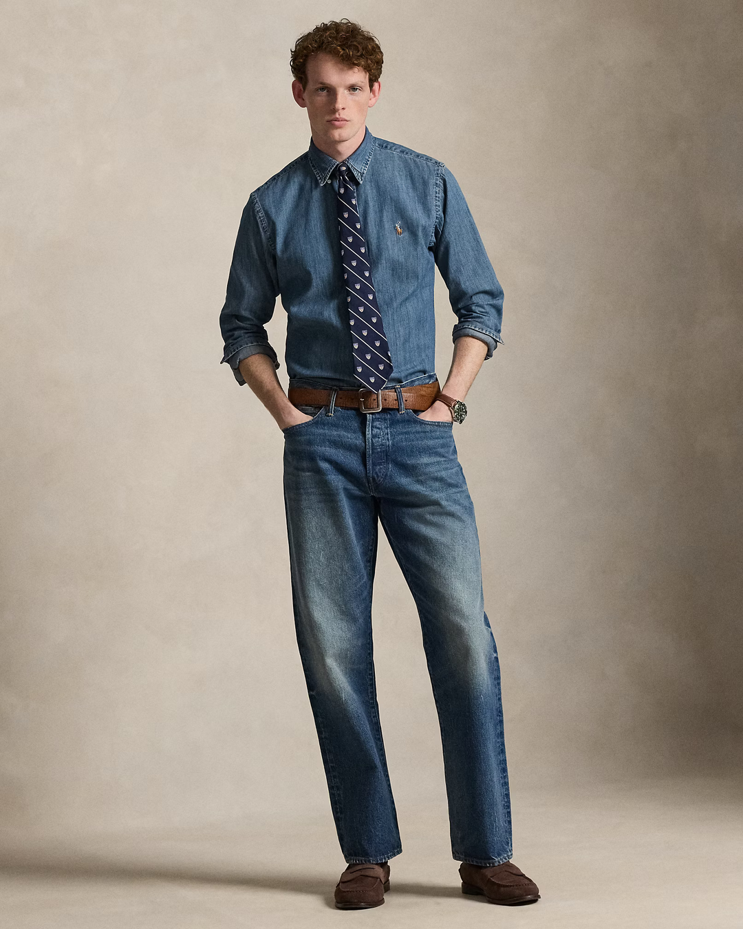 POLO RALPH LAUREN - Chemise en denim coupe ajustée Bleu