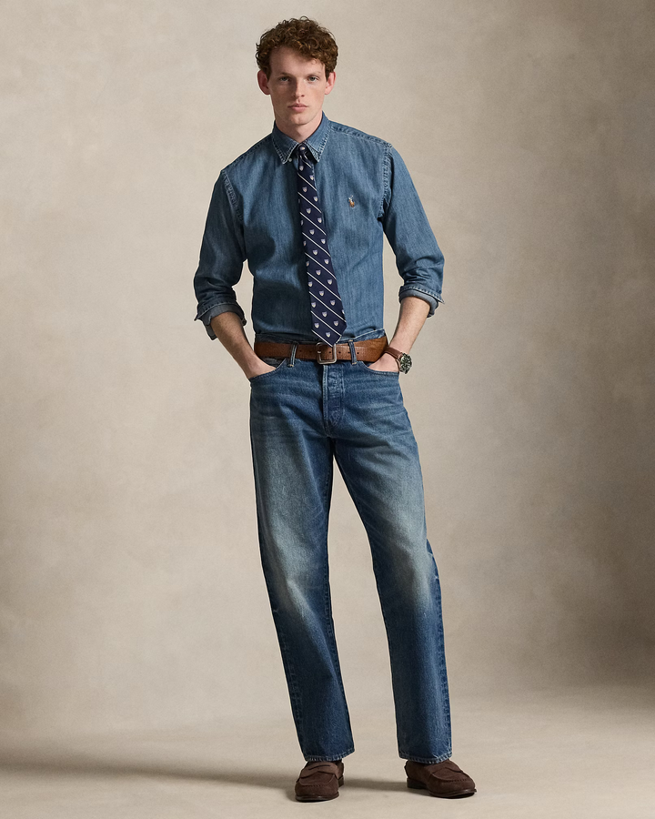 POLO RALPH LAUREN - Chemise en denim coupe ajustée Bleu