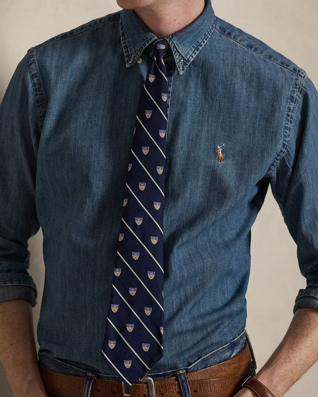 POLO RALPH LAUREN - Chemise en denim coupe ajustée Bleu