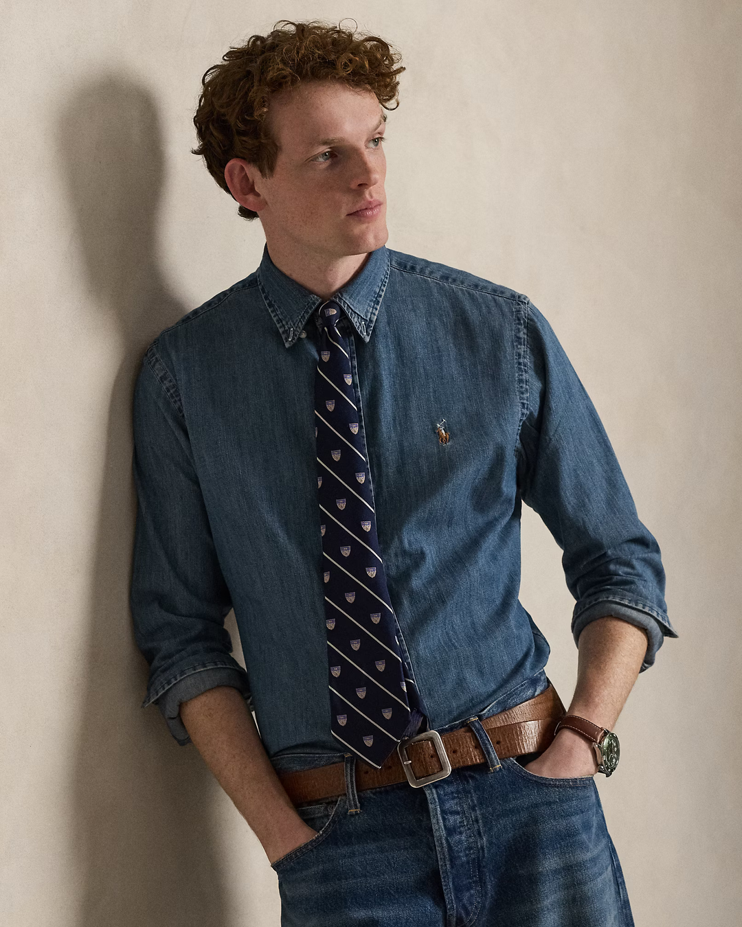 POLO RALPH LAUREN - Chemise en denim coupe ajustée Bleu