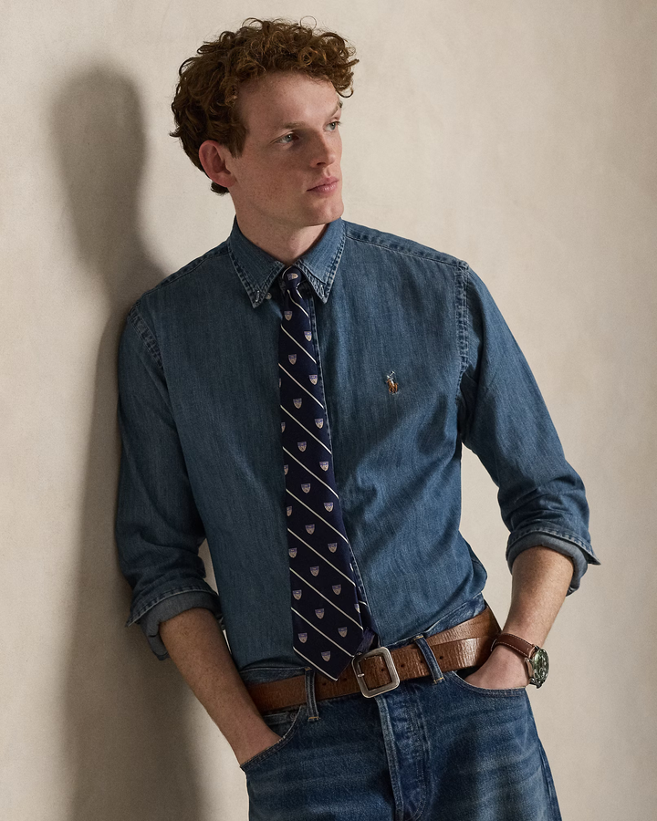 POLO RALPH LAUREN - Chemise en denim coupe ajustée Bleu