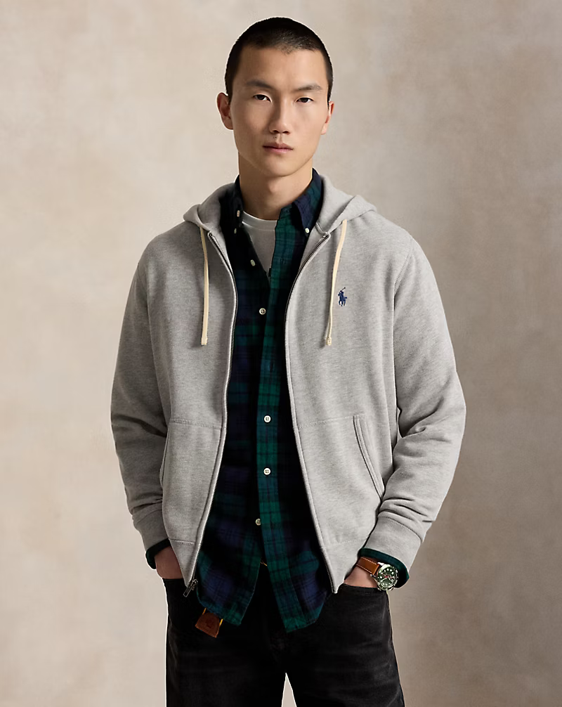 POLO RALPH LAUREN - Sweat à capuche RL en molleton Gris chiné