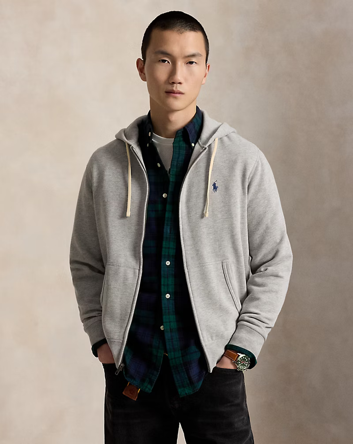 POLO RALPH LAUREN - Sweat à capuche RL en molleton Gris chiné