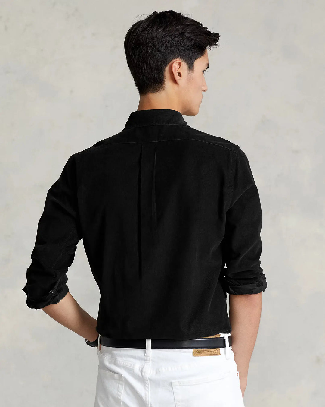 POLO RALPH LAUREN - Chemise ajustée en velours côtelé de coton Noir