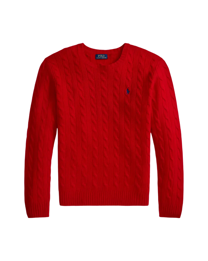 POLO RALPH LAUREN - Pull torsadé en laine et cachemire Rouge
