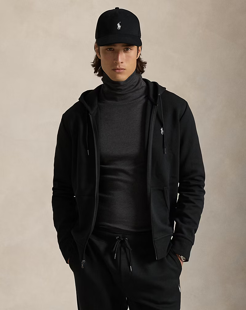 POLO RALPH LAUREN - Sweat à capuche en maille double Noir