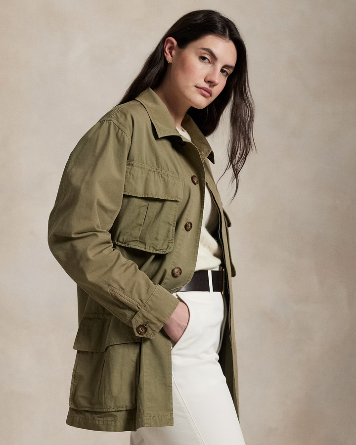 POLO RALPH LAUREN - Veste utilitaire en toile de coton Vert olive