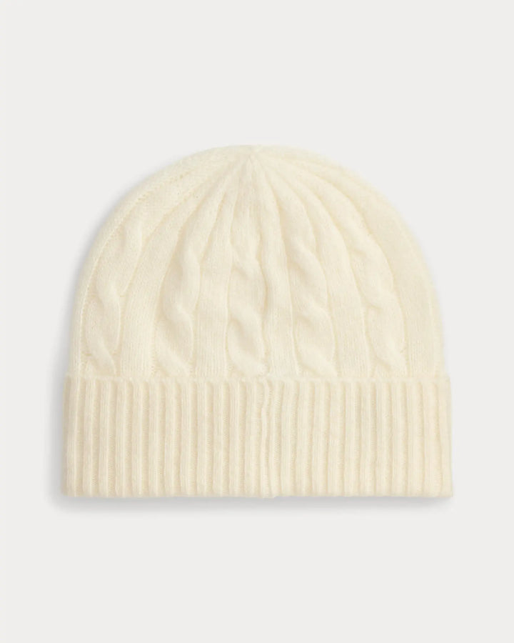 POLO RALPH LAUREN - Bonnet torsadé en laine et cachemire Crème