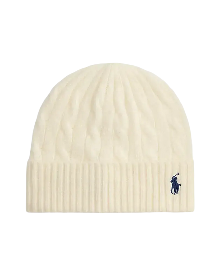 POLO RALPH LAUREN - Bonnet torsadé en laine et cachemire Crème
