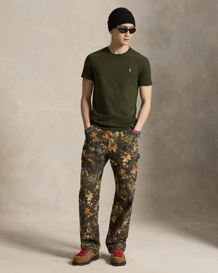 POLO RALPH LAUREN - T-shirt col rond en jersey Custom Slim Fit Vert olive