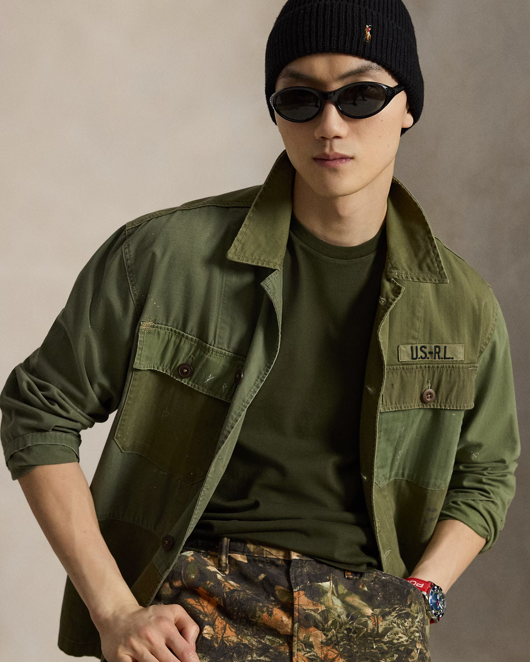 POLO RALPH LAUREN - T-shirt col rond en jersey Custom Slim Fit Vert olive