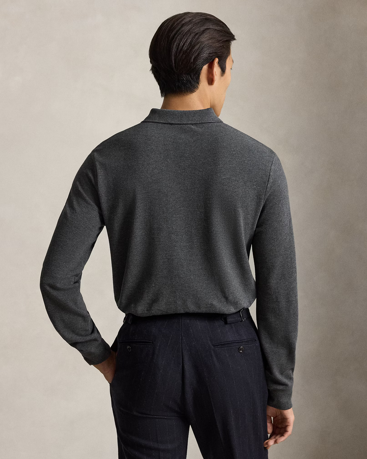POLO RALPH LAUREN - Polo Custom Slim Fit en coton piqué Gris chiné