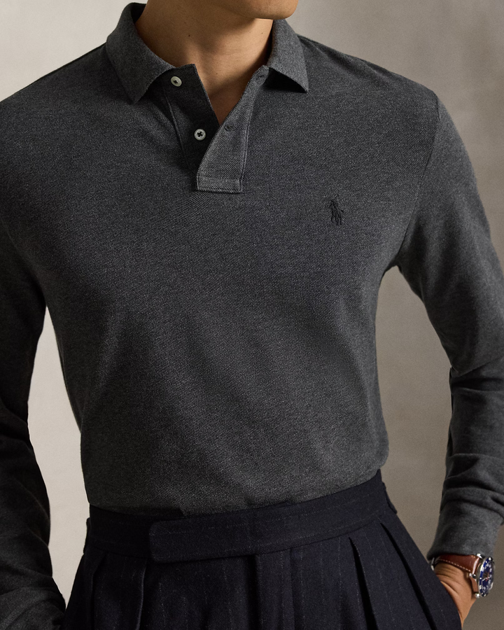 POLO RALPH LAUREN - Polo Custom Slim Fit en coton piqué Gris chiné