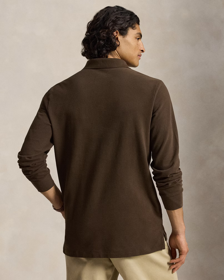 POLO RALPH LAUREN - Polo en piqué Custom Slim Fit Brun muscade