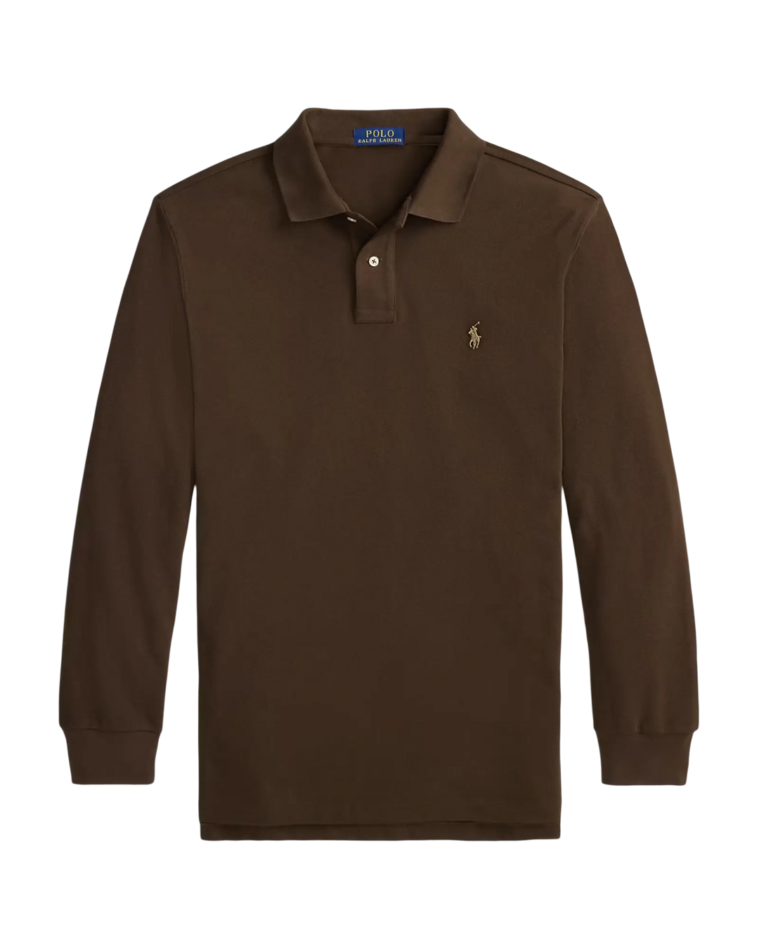 POLO RALPH LAUREN - Polo en piqué Custom Slim Fit Brun muscade