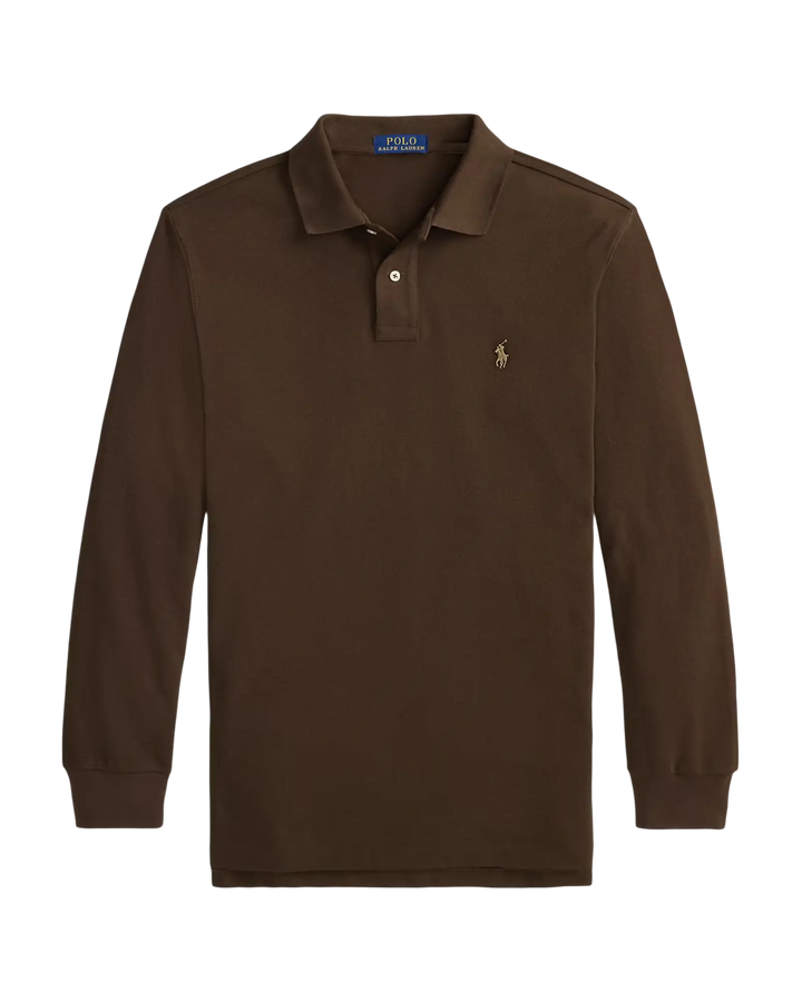 POLO RALPH LAUREN - Polo en piqué Custom Slim Fit Brun muscade