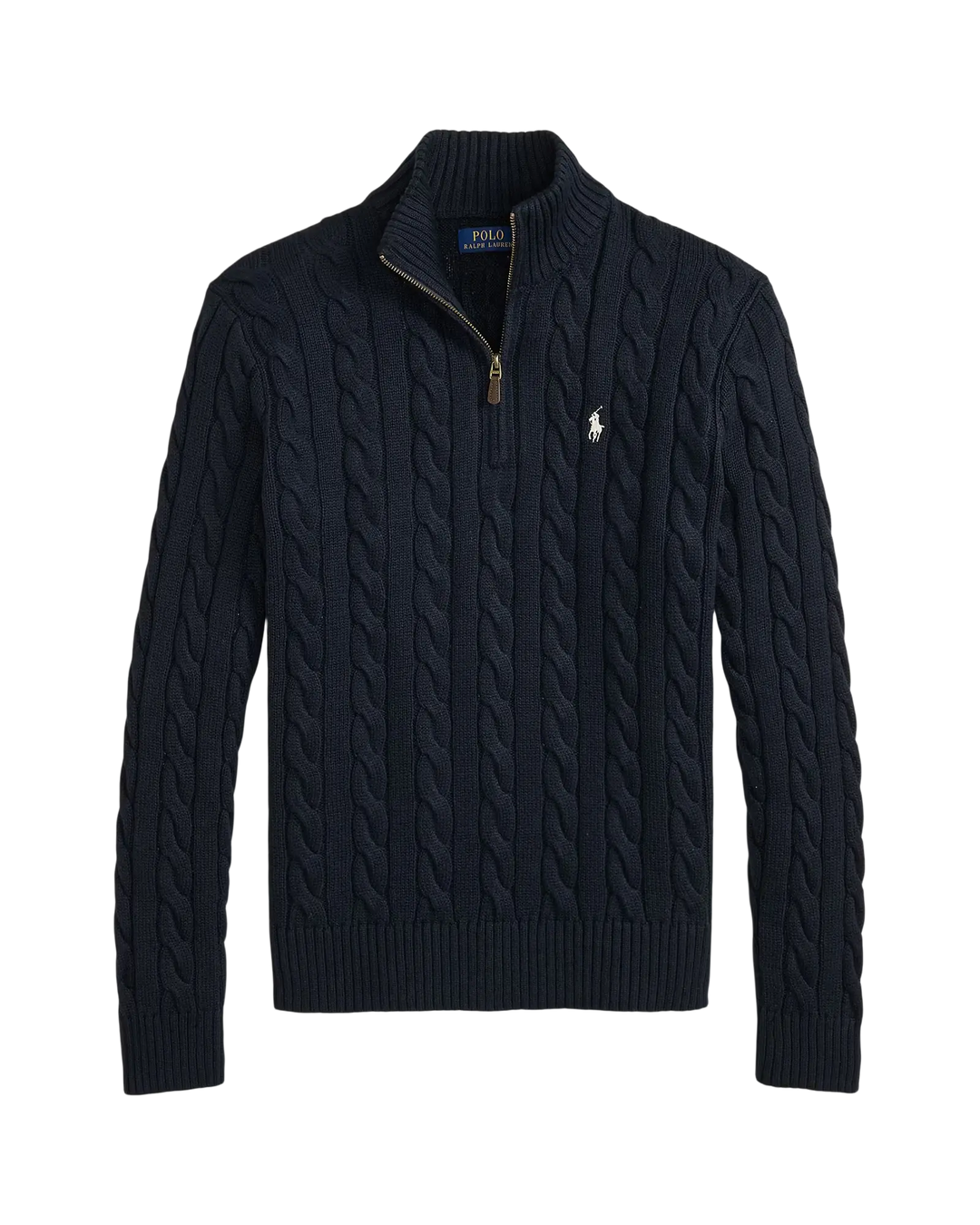 POLO RALPH LAUREN - Pull demi-zippé en coton torsadé Bleu marine