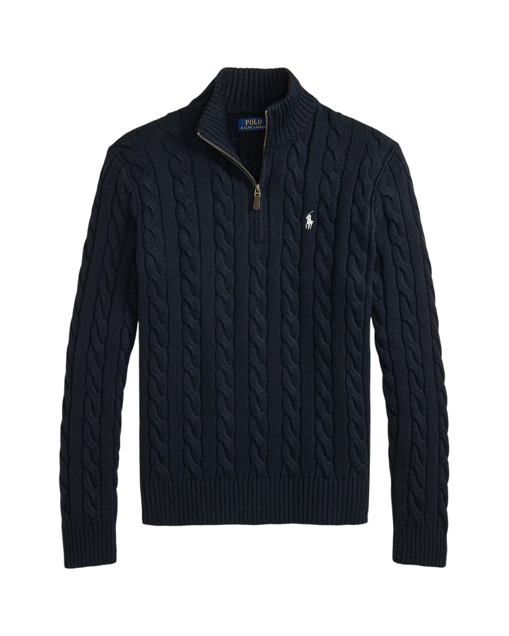 POLO RALPH LAUREN - Pull demi-zippé en coton torsadé Bleu marine