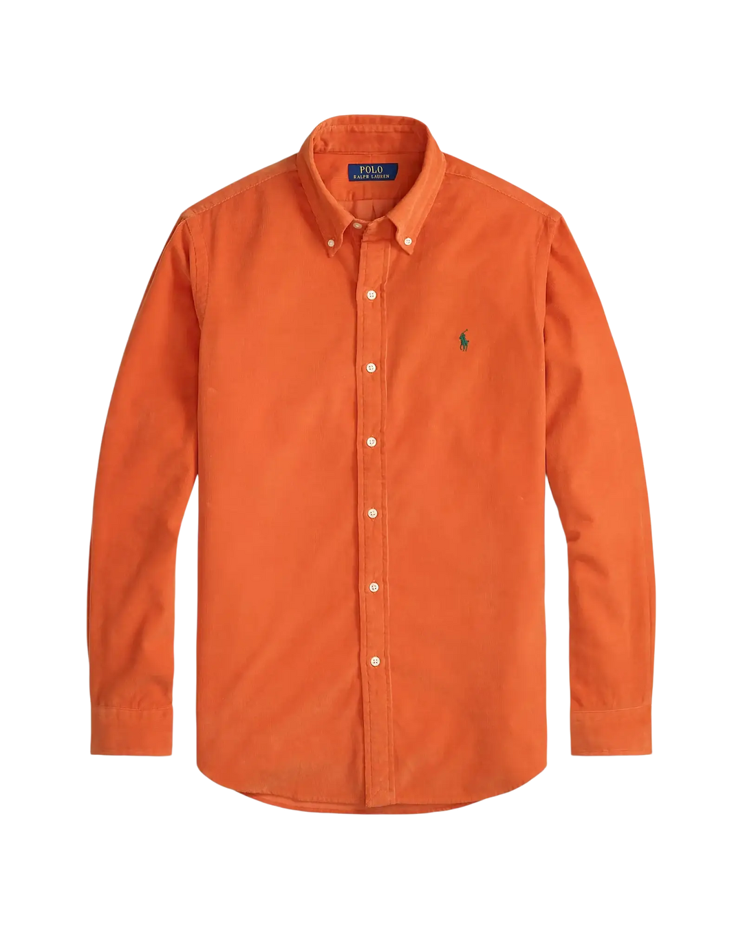 POLO RALPH LAUREN - Chemise ajustée en velours côtelé de coton Orange collège
