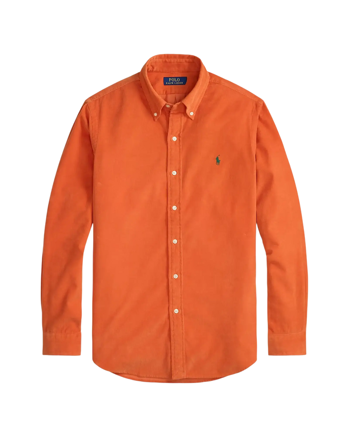 POLO RALPH LAUREN - Chemise ajustée en velours côtelé de coton Orange collège