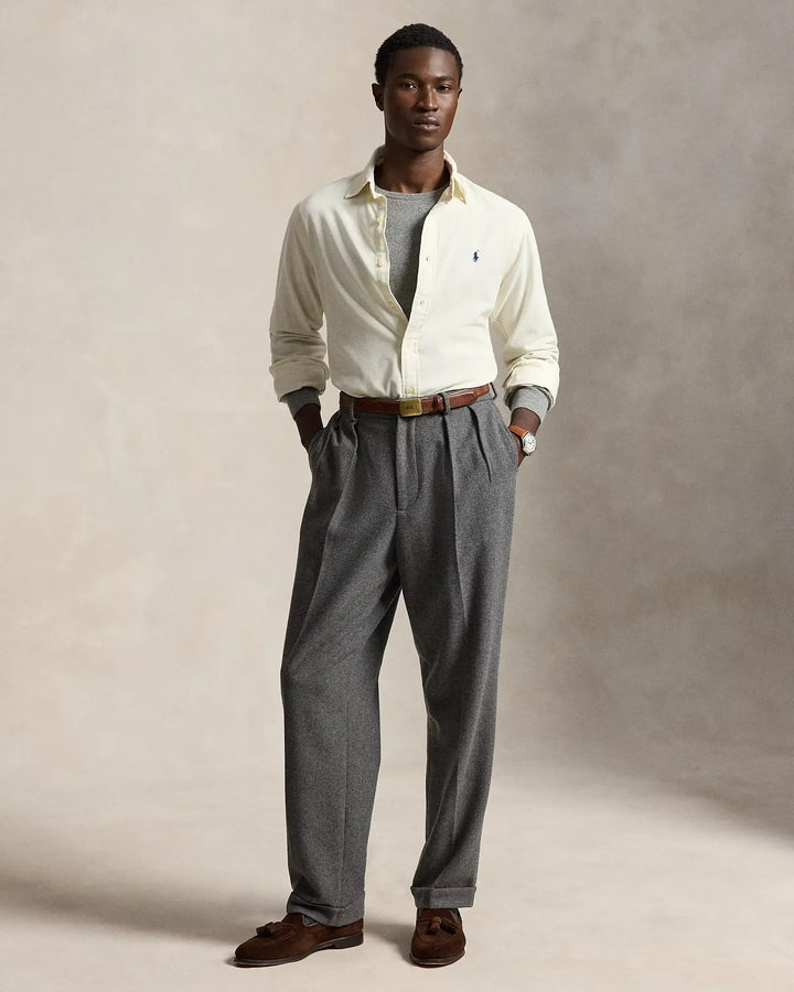 POLO RALPH LAUREN - Chemise ajustée en velours côtelé de coton Crème