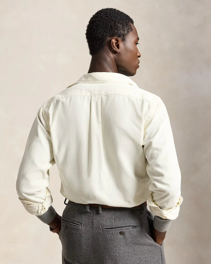 POLO RALPH LAUREN - Chemise ajustée en velours côtelé de coton Crème