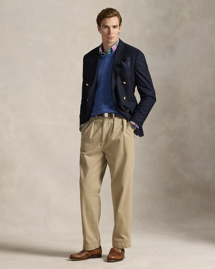 POLO RALPH LAUREN - Pull texturé à col rond Bleu chiné