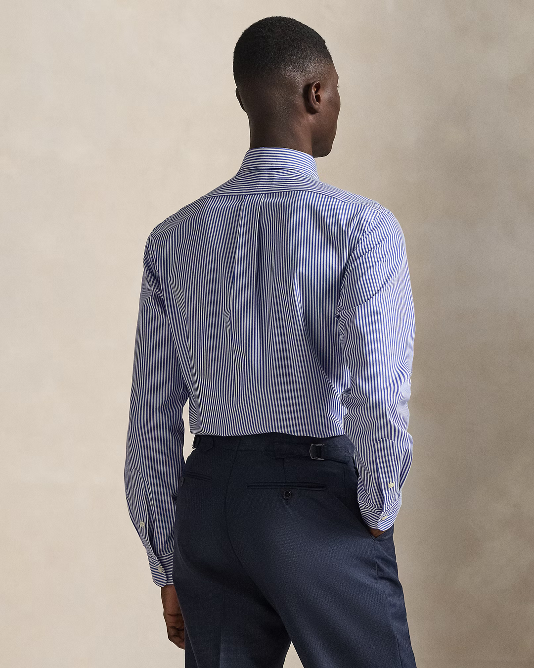 POLO RALPH LAUREN - Chemise rayée ajustée en popeline Bleu / Blanc