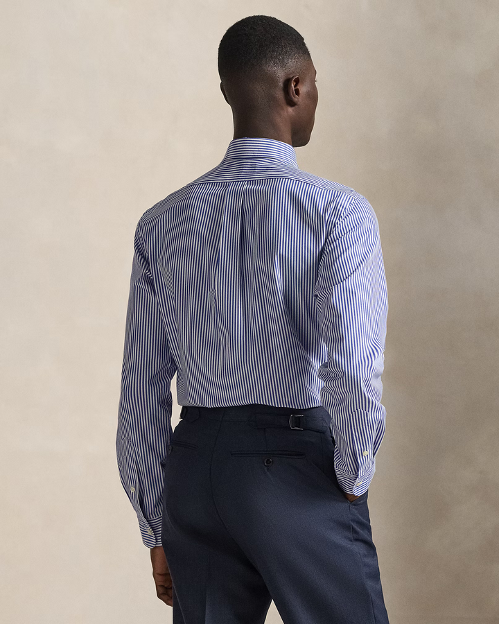 POLO RALPH LAUREN - Chemise rayée ajustée en popeline Bleu / Blanc