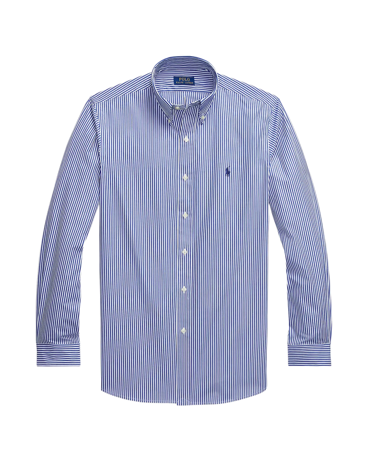 POLO RALPH LAUREN - Chemise rayée ajustée en popeline Bleu / Blanc