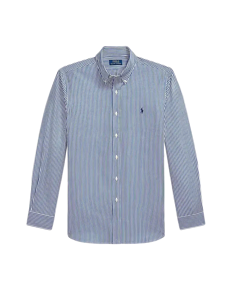 POLO RALPH LAUREN - Chemise rayée Custom Fit en popeline Bleu roi / Blanc