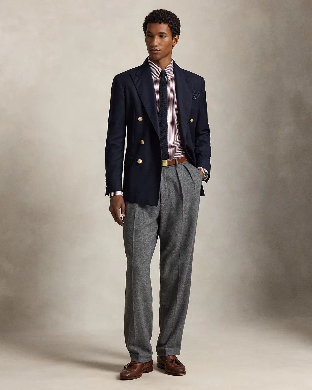 POLO RALPH LAUREN - Chemise rayée Custom Fit en popeline de coton stretch Lie-de-vin / Blanc