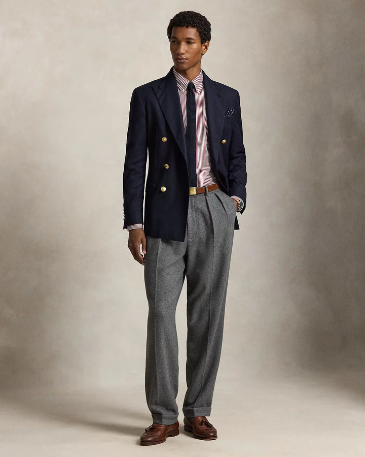 POLO RALPH LAUREN - Chemise rayée Custom Fit en popeline de coton stretch Lie-de-vin / Blanc