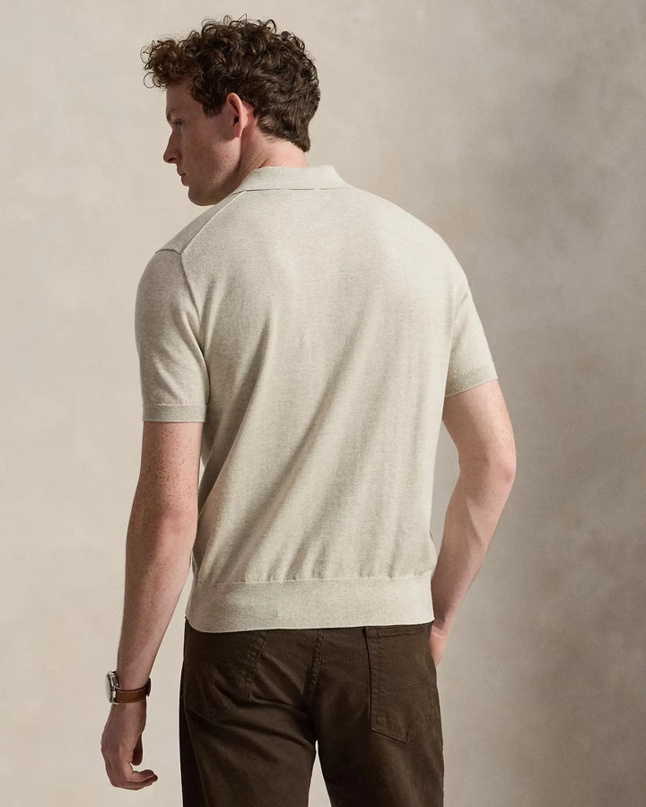 POLO RALPH LAUREN – Polo en maille de coton Marron clair chiné