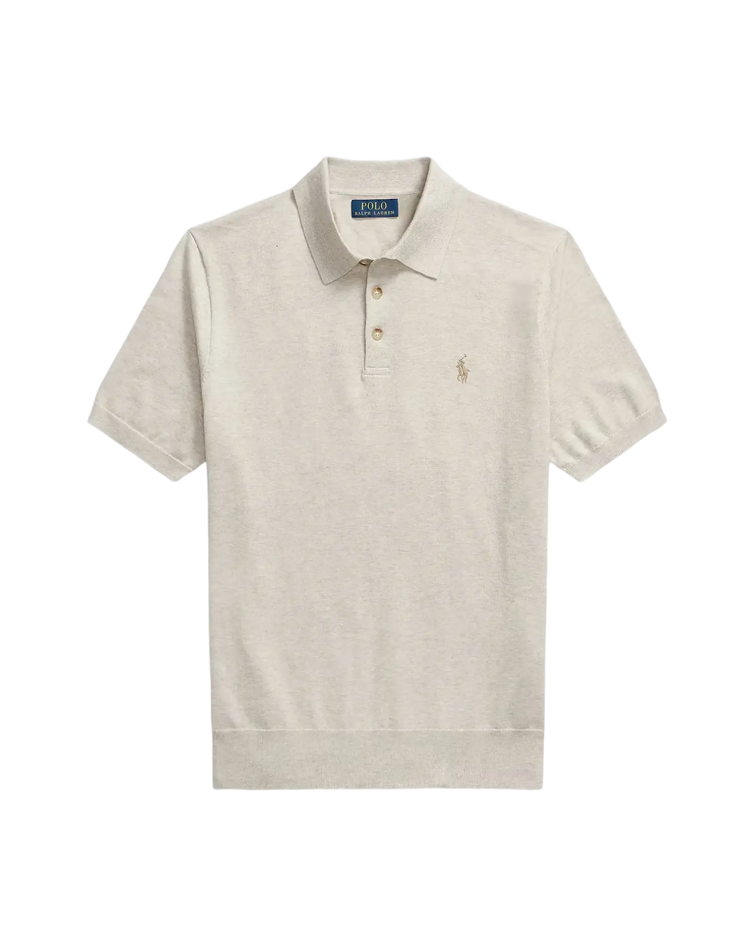 POLO RALPH LAUREN – Polo en maille de coton Marron clair chiné
