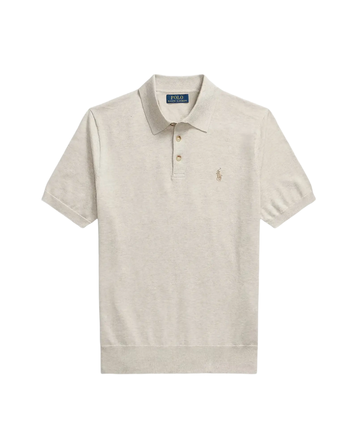 POLO RALPH LAUREN – Polo en maille de coton Marron clair chiné