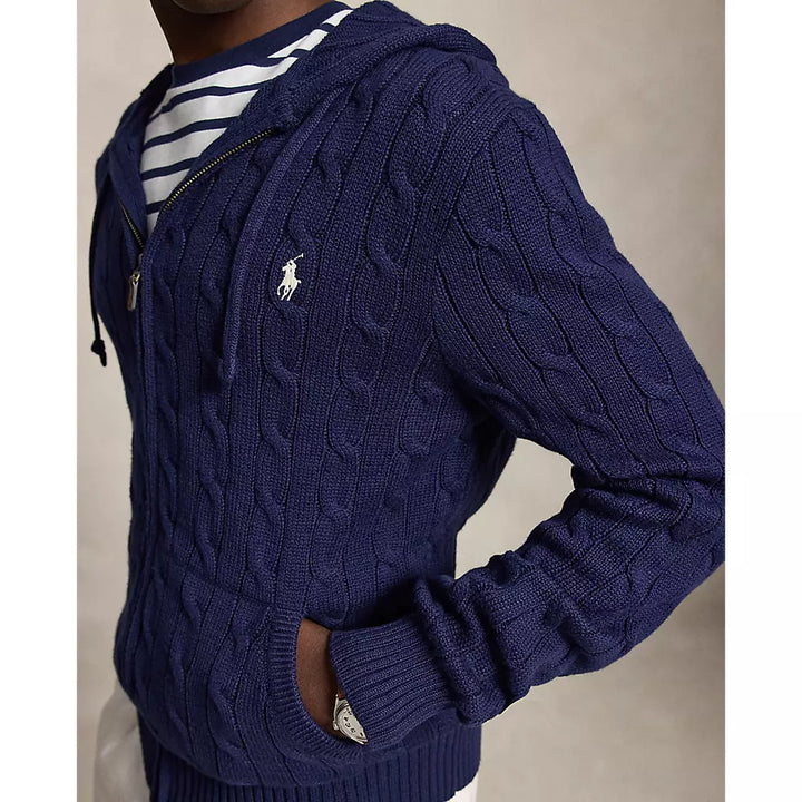 POLO RALPH LAUREN – Cardigan zippé à capuche Bleu marine