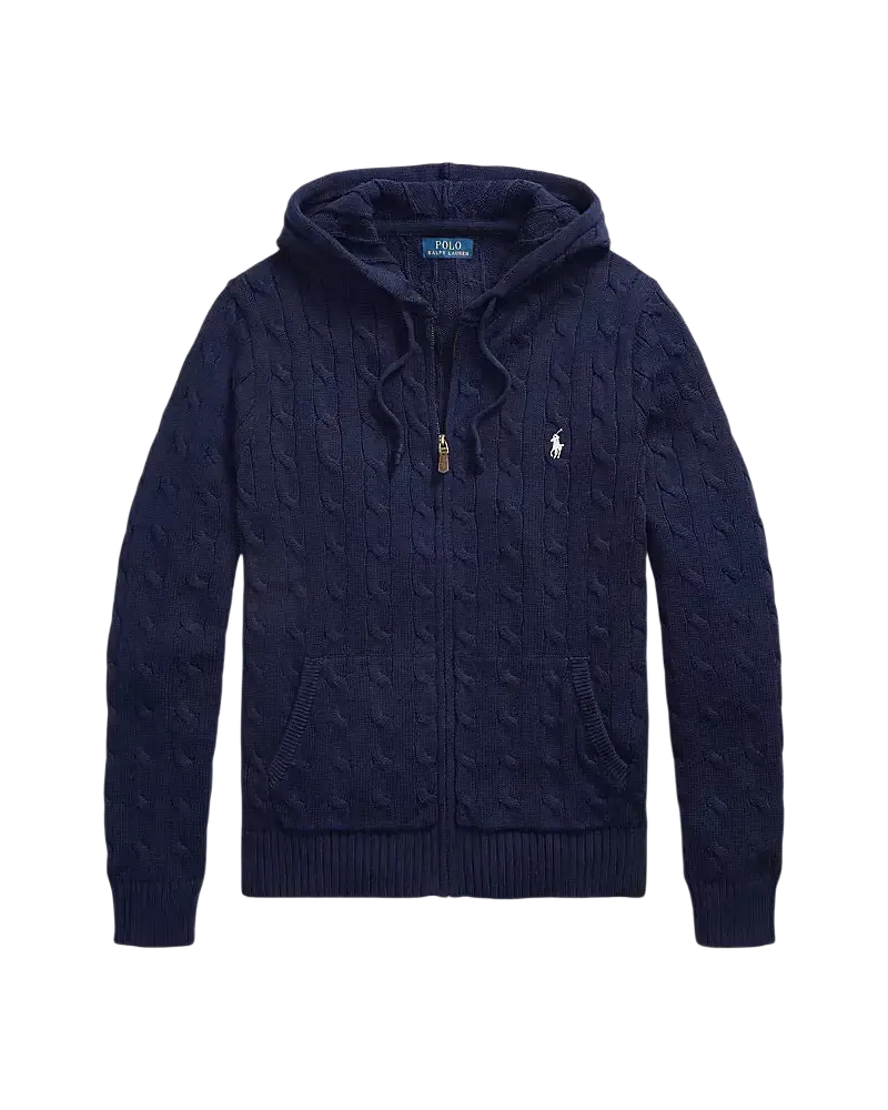 POLO RALPH LAUREN – Cardigan zippé à capuche Bleu marine