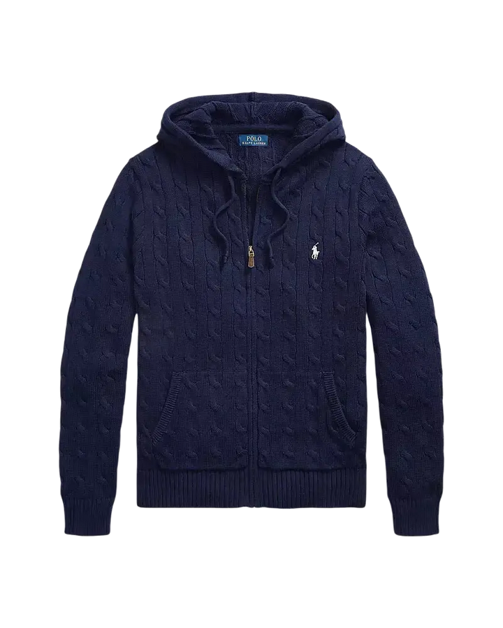POLO RALPH LAUREN – Cardigan zippé à capuche Bleu marine